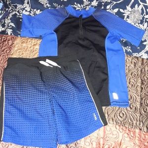 LANDS END Boys 2 pc Bathing Suit 7 Bottoms